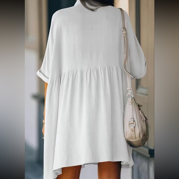 Boho white button down comfy dress - Picture 5 of 15